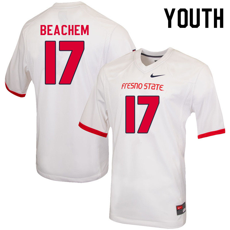 Youth #17 Kamron Beachem Fresno State Bulldogs College Football Jerseys Sale-White